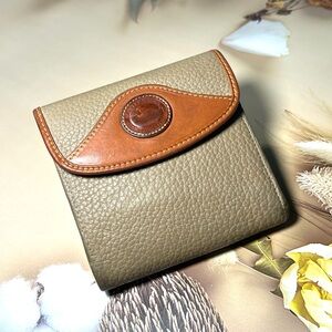 🦆 DOONEY & BOURKE TRIFOLD TAUPE TAN LEATHER KISSLOCK POUCH COIN BAG VINTAGE
